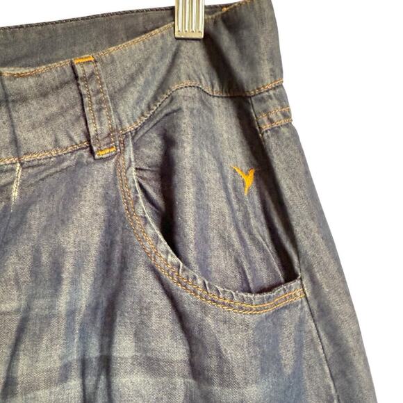 Vintage Y2 Bianchi Sz12 Denim Maki Skirt Boho Western Flowy Flared Spring Summer - Picture 3 of 13